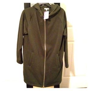 Long hooded zip up sweater/ sweatshirt